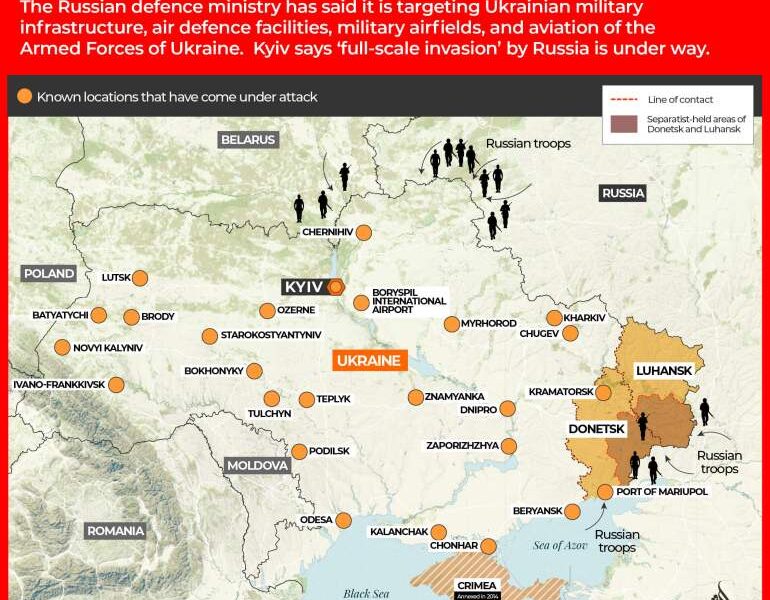 Russian invasion of Ukraine, places of attack