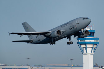 A Bundeswehr Airbus A310 MedEvac takes off from Cologne to bring more war-wounded Ukrainians to Germany for treatment.