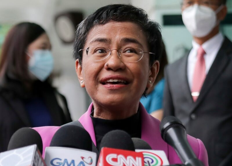 Filipino journalist Maria Ressa, one of the winners of the 2021 Nobel Peace Prize and Rappler CEO, speaks to the media after a court decision at the Court of Tax Appeals in Quezon City, Philippines Wednesday, Jan. 18, 2023. The tax court on Wednesday cleared Ressa and her online news company of tax evasion charges she said were part of a slew of legal cases used by former President Rodrigo Duterte to muzzle critical reporting. (AP Photo/Basilio Sepe)